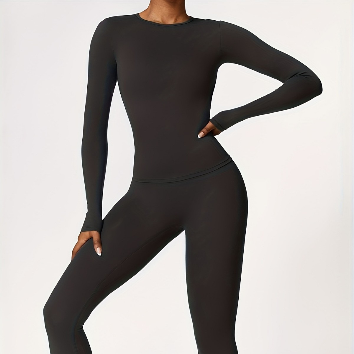 Pilates & Yoga Unleashed International Academy Yonkers - ชุดโยคะรัดรูป แขนยาว สำหรับวิ่งออกกำลังกายกลางแจ้ง เสื้อผ้าฟิตเนสสำหรับฤดูใบไม้ร่วงและฤดูหนาว ชุดพิลาทิสสำหรับผู้หญิง
