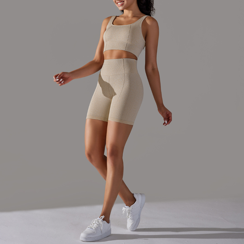 Pilates Yoga Wrap Top - ชุดออกกำลังกายโยคะพิลาทิสสำหรับผู้หญิง เสื้อครอปเซ็กซี่ไร้รอยต่อ ชุดออกกำลังกาย 2 ชิ้น ชุดออกกำลังกาย