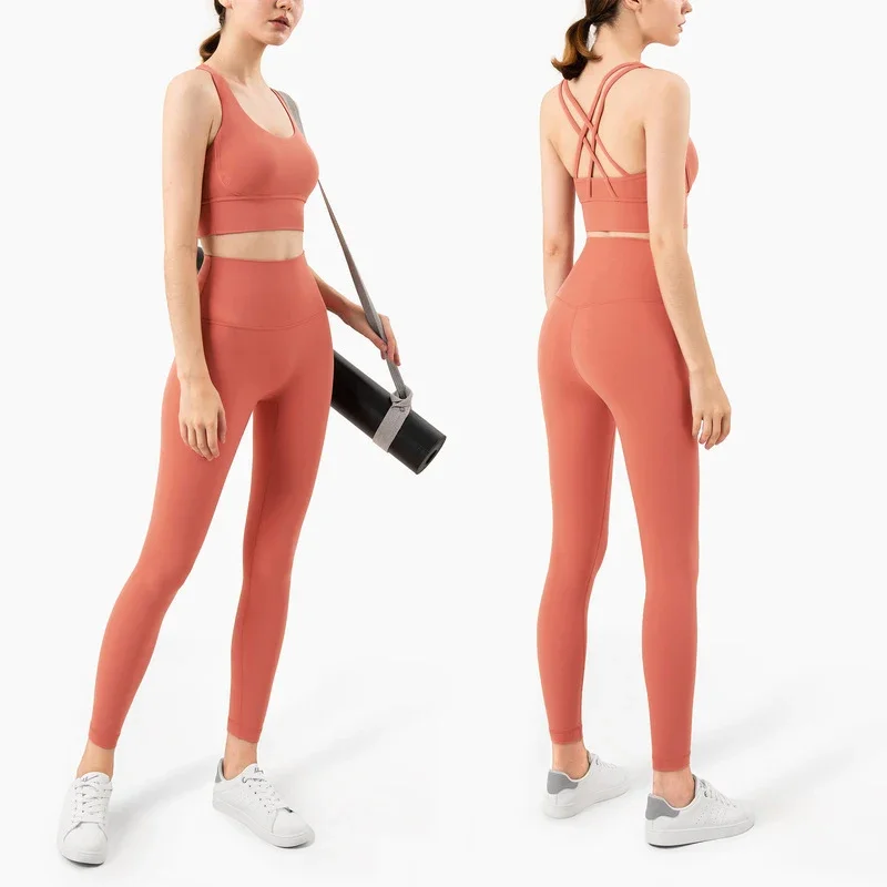 Pilates Yoga Wrap Top - ฤดูร้อนใหม่ 2 ชิ้นเสื้อผ้าโยคะผู้หญิงกีฬาข้ามกลับไนลอนโยคะผู้หญิงกีฬา Bra Leggings พิลาทิสฟิตเนส