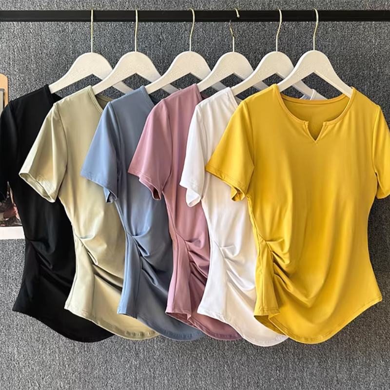 ชุดโยคะสตรีฤดูร้อนชุดฝึกพิลาทิ - Pilates Yoga Wrap Top บทวิจารณ์และราคา