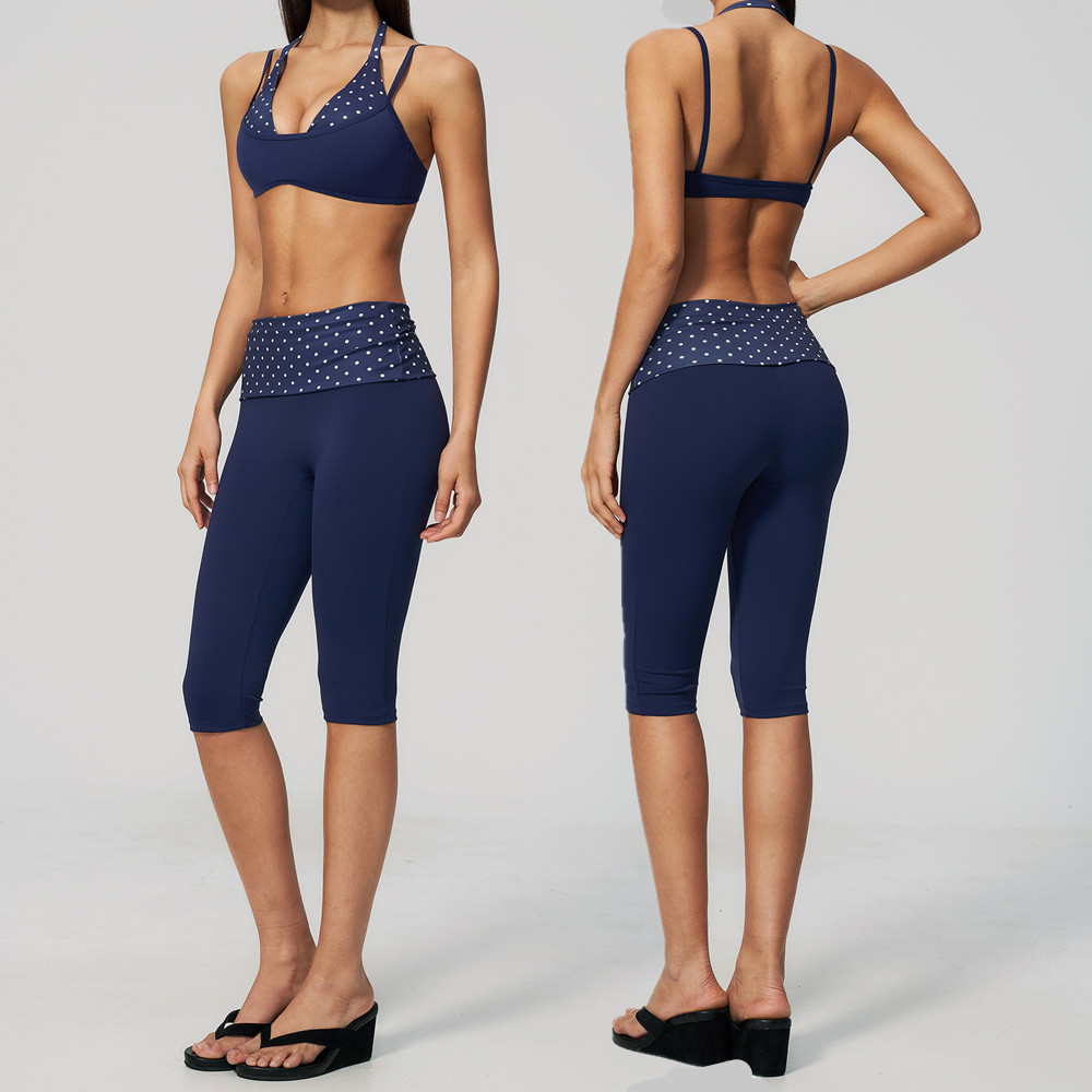 เสื้อกล้ามโยคะแบบผูกคอ ลายจุด  - Pilates Yoga Wrap Top บทวิจารณ์และราคา