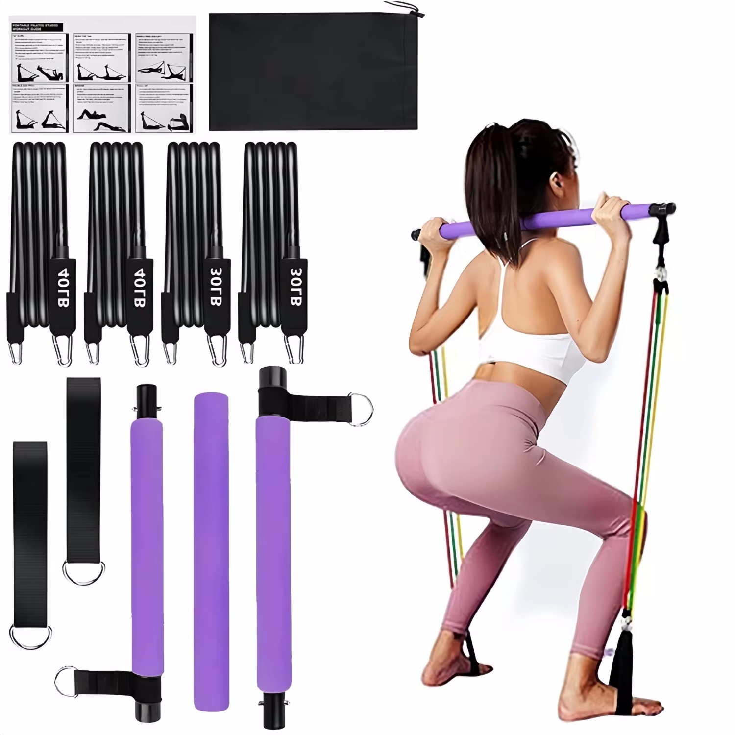 แท่งโยคะพิลาทิสแบบพกพาพร้อมสาย - Pilates Yoga Tone บทวิจารณ์และราคา